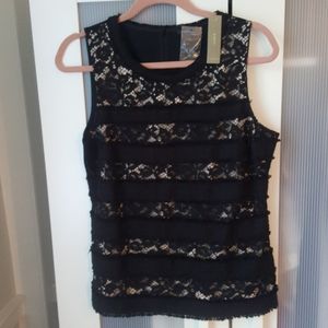 J Crew Black Lace Top - Medium - NWT